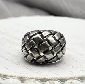 Retired James Avery Wide Woven Dome Ring Sterling Silver Size 6.5 VTG - Picture 1 of 5