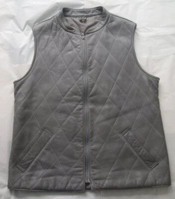 Vintage gesteppte Lederweste in grau Somerset Sheepskins of Street Weste L - Bild 1 von 4