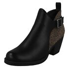 Ladies Spot On Zip Up Block Heel Casual Winter Ankle Boots F51011
