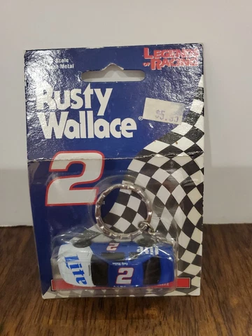 Vintage New 1997 NASCAR Rusty Wallace #2 Miller Lite Car Diecast Metal Keychain Cover