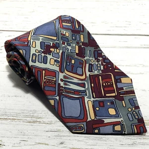 Bella Nova 100% Silk Funky Abstract Geometric Wide Tie Made in USA 4W 57L - Picture 1 of 4
