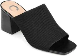 Journee Lorenna Womens Block Heel Black Knit Fabric US 8 WIDE - Picture 1 of 1