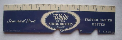 Vintage White Rotary Sewing Machine Hem gauge 6" ruler advertising - Image 1 of 2