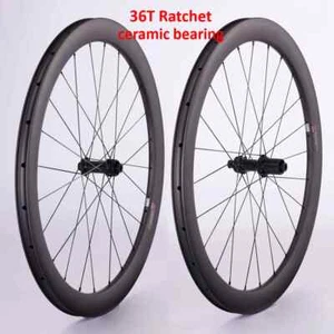 Carbon Fiber Road Bike Wheelset 33-60mm Depth Disc Brake 700c 36T Ratchet Hub - Picture 1 of 8