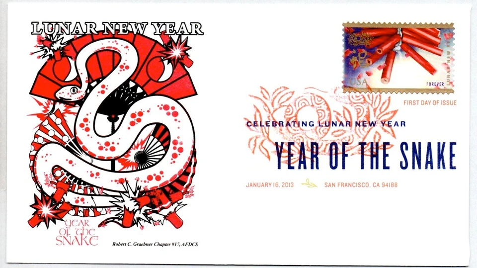 #4726 LUNAR NEW YEAR OF THE SNAKE FDC, DIGITAL COLOR CANCEL FIRST DAY COVER - Image 1 of 1