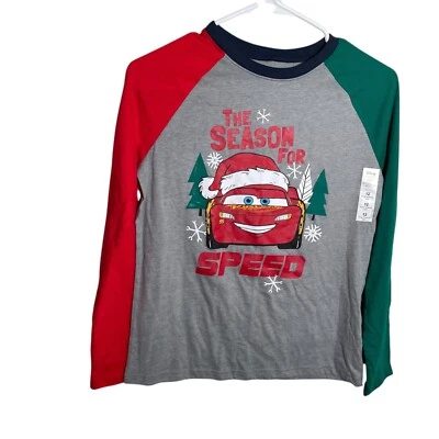 Disney Jumping Beans Cars Shirt Boy's 12 Lightning McQueen Christmas Long Sleeve - Image 1 of 4
