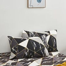 Wellboo Black Marble Pillowcases Queen Black White and Gray Comforter Pillow ...