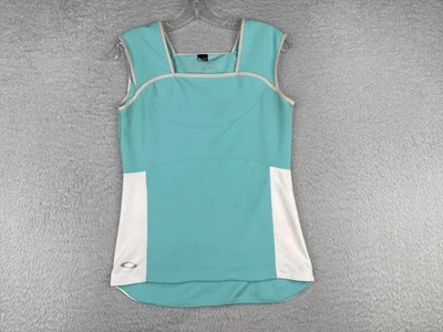 Camiseta deportiva de ciclismo Oakley para mujer pequeña verde azulado blanca sin mangas bolsillos traseros polivinílico Foto 1 de 4