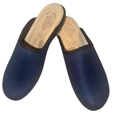 Zuecos Fly Flot para mujer de malla azul marino con plantilla de cuero anti golpes talla US 8 EU 39 Foto 1 de 4
