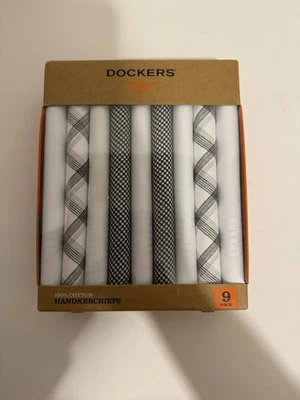 Dockers 9 Piezas Pañuelos de Algodón para Hombre Set de Regalo Negro Blanco Variedad Patrones Foto 1 de 4