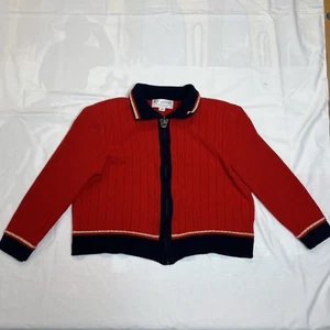 Cardigan blazer maglia rosso St. John Marie grigio taglia 12 zip rosso navy oro - Foto 1 di 24