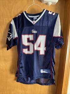 REEBOK NEW ENGLAND PATRIOTS #54 TEDI BRUSCHI YOUTH L 14/16 MAGLIA BLU (B77) - Foto 1 di 16