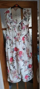 City Chic Cream Floral Fully Lined Off Shoulder Jumpsuit  - Picture 1 of 4