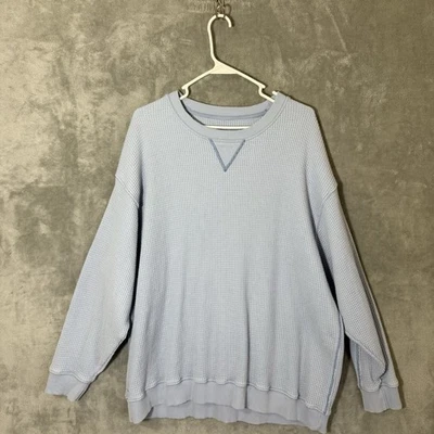 Sudadera Aerie Azul Claro Waffle Mujer XL Gran Tamaño Slouchy Cuello Redondo Acogedora Foto 1 de 4