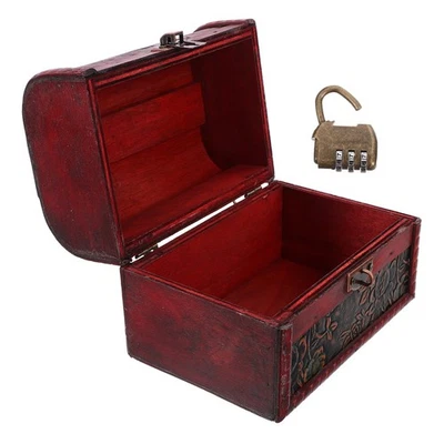  Aufbewahrungsbox Verschließbar Schmuckkästchen Retro Truhe Aus Holz - Bild 1 von 4