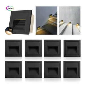 1-12X LED Stair Step Recessed Wall Light IP65 Warm White Patio Path Lamp Garden - Picture 1 of 11