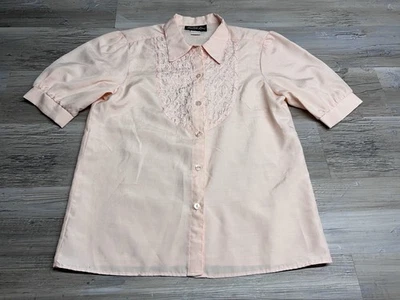 Blusa vintage años 80 para mujer rosa claro bordada Heritage Road manga abullonada talla 8 Foto 1 de 4