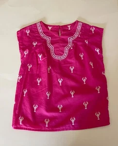 Gymboree Cape Cod Cutie Pink Lobster Tunic Top Shirt Embroidered Size 4 VGUC - Picture 1 of 13