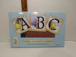 Brand New DISNEY CLASSIC WINNIE THE POOH LETTERS and NUMBERS 36 RUBBER STAMP SET - Picture 1 of 11