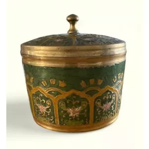 Hand Painted Brass Trinket Box 4.75” Tall - Picture 1 of 6