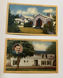 Lot of 2 Home of Gary Cooper & Home of Clark Gable Linen Postcards - Picture 1 of 7