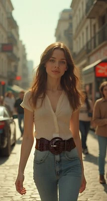 Cintura Moda Elastico Colore Marrone Scuro Con Ampia Fascia In Vita Taglia S M - Immagine 1 di 4