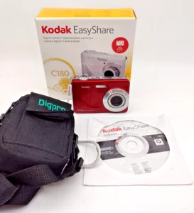 Cámara digital Kodak EasyShare C180 10,2 MP roja estuche de transporte probado en CD **LEER** - Imagen 1 de 8