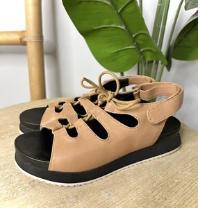 ARCHES Generational Silents Brown Leather Lace Up Sandals Women’s Size 39 - Picture 1 of 8