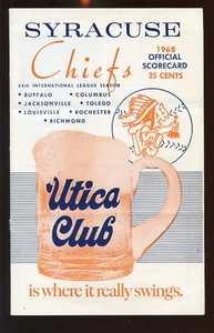 1968 International League Baseball Scorecard Syracuse Chiefs - Picture 1 of 1