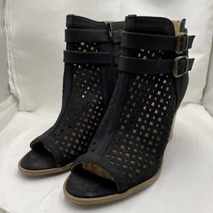 Brash high heel ankle boots black perforated 11 - Picture 1 of 10