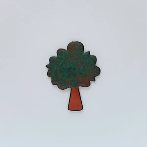 1970er Baum braun grün Emaille Vintage Verzierung Deko Natur Umwelt Handarbeit - Picture 1 of 2