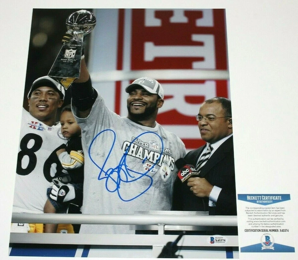 FOTO BECKETT CERTIFICADO DE AUTENTICIDADE PITTSBURGH STEELERS JEROME BETTIS ASSINADA SUPER BOWL GG 11x14 - Imagem 1 de 1