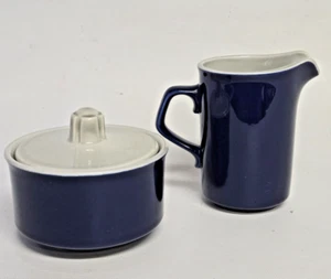 Cobalt Blue Ceramic  Sugar Creamer Set USA - Picture 1 of 3