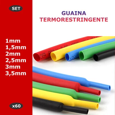 GUAINA TERMORESTRINGENTE TERMORETRAIBILE SET 6 DIAMETRI 60 PEZZI TOT. 6 METRI - Image 1 of 4