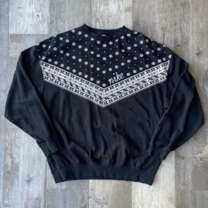 Nike Sportswear Womens Heritage Bandana Print Crew Sweatshirt Black Size Small - Picture 1 of 9