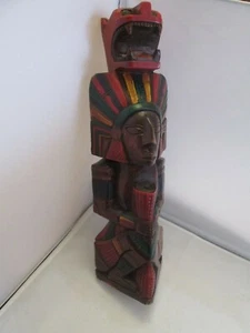 Wooden Statuette - Old Mexican Hand Carved - Folk Art Design 40cm - Picture 1 of 6
