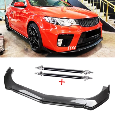 For Kia Forte Koup 2010 Front Bumper Lip Spoiler Strut Rod Carbon Fiber Body Kit Foto 1 de 4