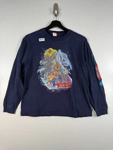 Vtg Yu-Gi-Oh The Movie Kids Boys Graphic Long Sleeve T Shirt Blue Sz L 18x23 - Picture 1 of 12