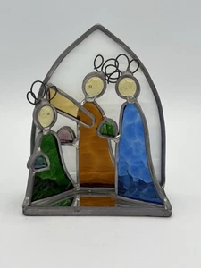 Stained Glass Nativity Wise Men Tea Light Holder 5” Tall - Bild 1 von 5