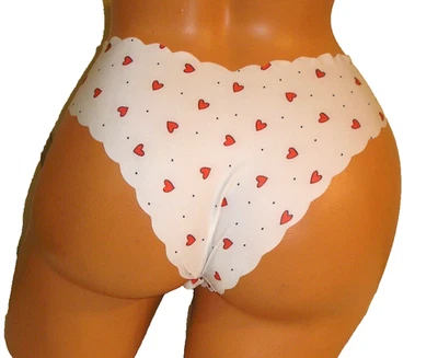 Bragas Lencería Estampado Corazón y Lunares Blanco Tanga Grande Adulto Regalo Foto 1 de 4
