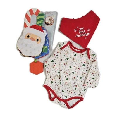 Body bebé 1ª Navidad, babero, mordedor de libro arrugado nuevo con etiquetas sin camisa  Foto 1 de 4