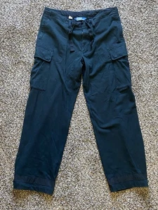 Vintage Polo Ralph Lauren Cargo Pants Mens size L Black 100% Cotton Knit - Picture 1 of 15
