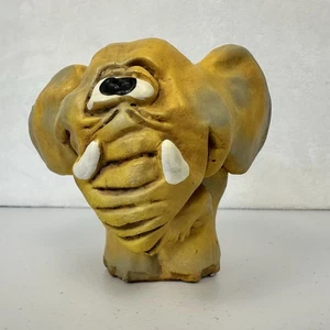 Elefant Übertopf Keramik gelb skurril lustige Augen Schmuck Halter Vintage - Bild 1 von 24