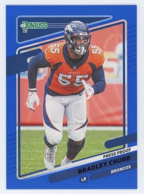 2021 Donruss Press Proof Blue Bradley Chubb Denver Broncos #182 - Image 1 of 2