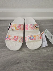 CROCS Classic NEW Multicolores 2 Strap Slides Sandals Women’s size 7. E2 - Picture 1 of 8