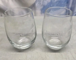 Set Of Two Stemless Clear Wine Glasses Saginaw Community Foundation Michigan - Picture 1 of 7