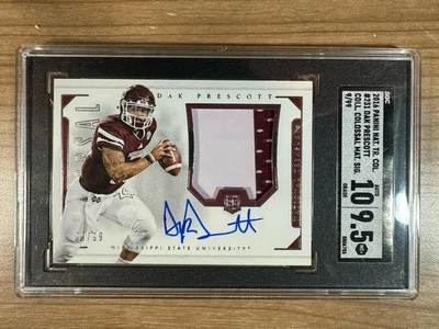 Dak Prescott 2016 National Treasures Collegiate Rookie Patch Auto /99 SGC 9.5/10 - Image 1 of 2
