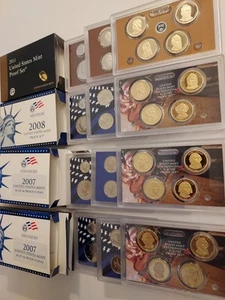 14-Coin Proof Sets (4) Two 2007, 2008 & 2011...56 TOTAL COINS - Picture 1 of 5
