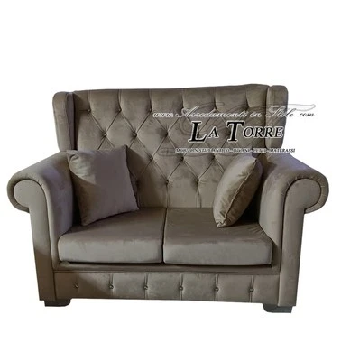 Divano bergere 2 posti moderno velluto o ecopelle swarovski qualsiasi colore AZ4 - Immagine 1 di 4