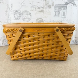 Longaberger 2000 Founders Cestino con Coperchio e Protezione in Plastica 15 x 10 x 7 1/2 - Foto 1 di 8